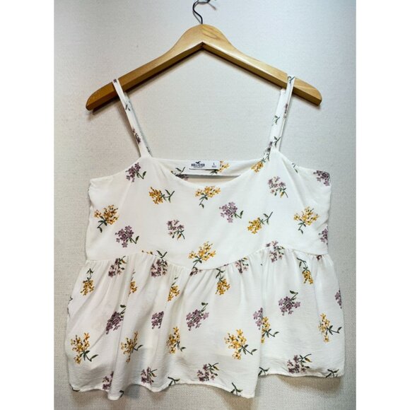 Hollister Co. Tops - Hollister Co. Women's Cami Top Summer Size L White Floral Lightweight Sleeveless